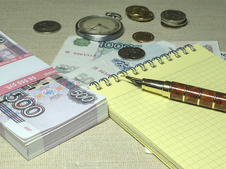 Image showing Money, pen and watches