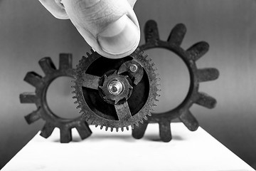 Image showing Old gears on table