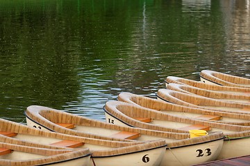 Image showing Wooden canoes 