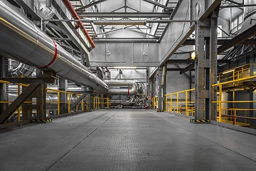 Image showing Industrial pipes in a thermal power plant