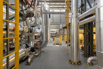 Image showing Industrial pipes in a thermal power plant