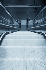 Image showing Moving escalator in the business center