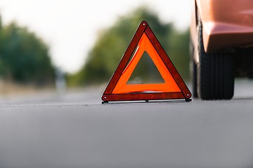 Image showing Red triangle of a car