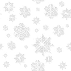 Image showing White snowflakes vector seamless background