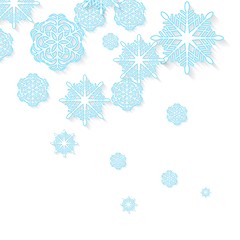 Image showing Blue snowflakes on white background