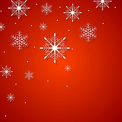 Image showing White snowflakes on red background