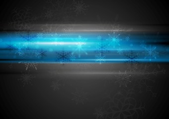 Image showing Blue glowing light Christmas background