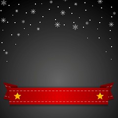 Image showing Dark Christmas background with red ribbon