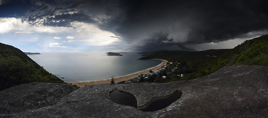 Image showing Supercell storm over Broken Bay Pearl Beach NSW Australia