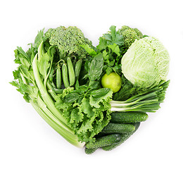 Image showing fresh green vegetables isolated on white 