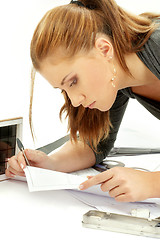 Image showing portrait of architect girl at work