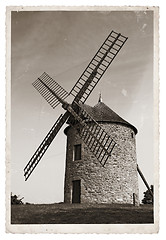 Image showing Vintage photo Old windmill