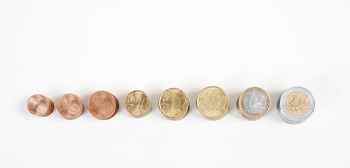 Image showing Euro coins from above