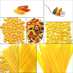 Image showing various type of Italian pasta collage