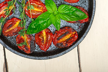 Image showing baked cherry tomatoes with basil and thyme