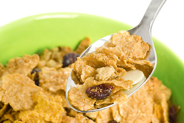 Image showing Bowl of cereal with spoon

