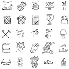 Image showing Black contour vector icons for golf