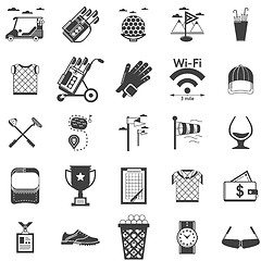 Image showing Vector collection of black icons for golf