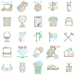 Image showing Vector collection of contour icons for golf