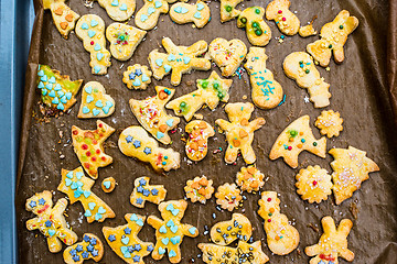 Image showing childrens christmas cookies on a tray