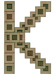 Image showing letter K made of old and dirty microprocessors