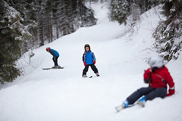 Image showing Little skiers