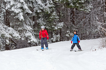 Image showing Children skiing