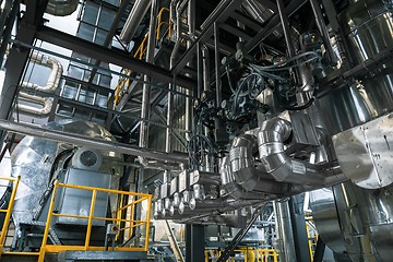 Image showing Industrial pipes in a thermal power plant