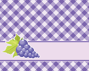 Image showing Checkered purple background with grapes. Vector. tablecloths