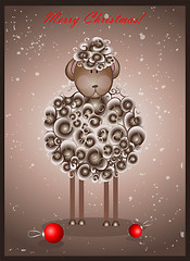 Image showing Greeting card with sheep. Traditional Chinese symbol of the New 