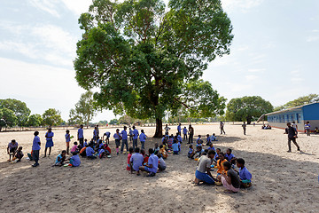 Image showing Happy Namibian school children waiting for a lesson.