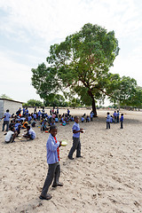 Image showing Happy Namibian school children waiting for a lesson.