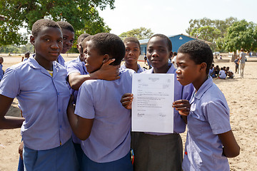 Image showing Happy Namibian school children waiting for a lesson.