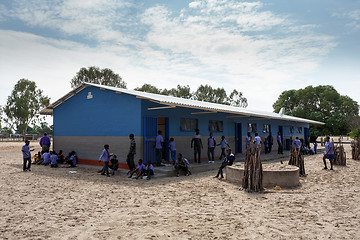 Image showing Happy Namibian school children waiting for a lesson.