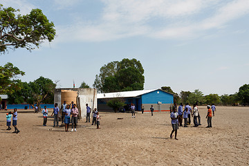 Image showing Happy Namibian school children waiting for a lesson.