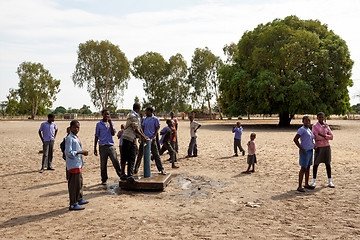 Image showing Happy Namibian school children waiting for a lesson.