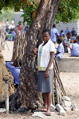 Image showing Happy Namibian school children waiting for a lesson.