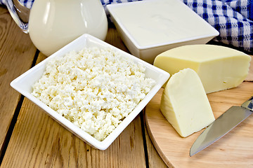 Image showing Curd with cheese and napkin on board