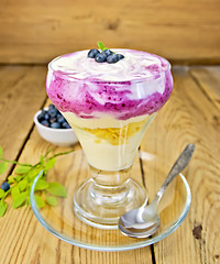 Image showing Dessert milk with blueberries in glassware