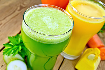 Image showing Juice cucumber and vegetable in tall glass