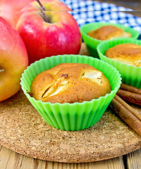 Image showing Cupcake with apples on board