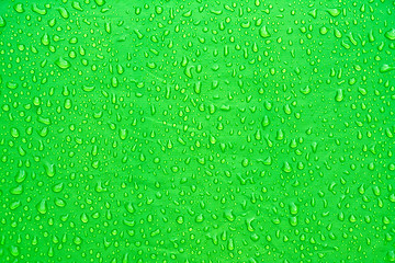 Image showing Tent fabric green with water drops