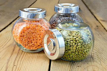 Image showing Lentils are different in three banks on board