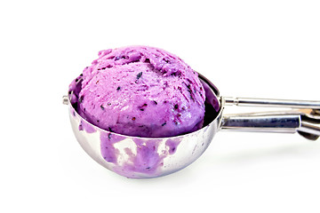 Image showing Ice cream blueberry in spoon