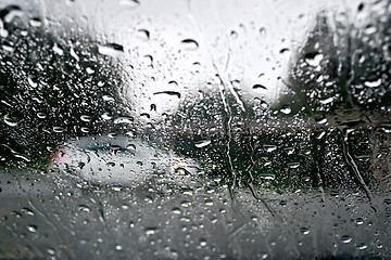 Image showing Raindrops with white car