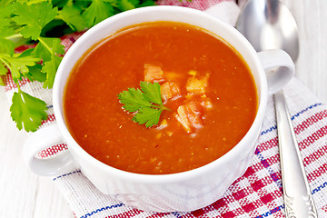 Image showing Soup tomato with pieces on the light board