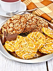 Image showing Cookies chocolate and shortcake on tray