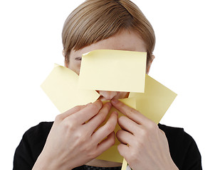 Image showing Woman and post it