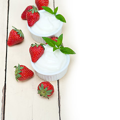 Image showing organic Greek yogurt and strawberry