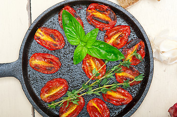 Image showing baked cherry tomatoes with basil and thyme